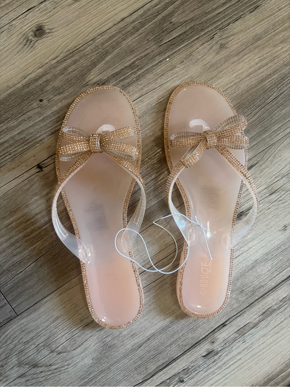 Clear Strap Pink Crystal Bow Sandals